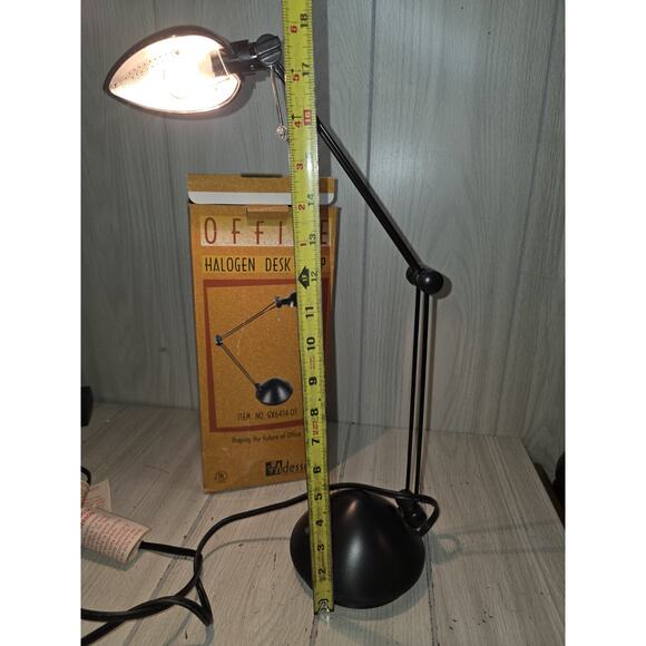 Vtg ADESSO Adjustable Arm & Shade Office Lamp Halogen Desk Lamp Light - Picture 5 of 9